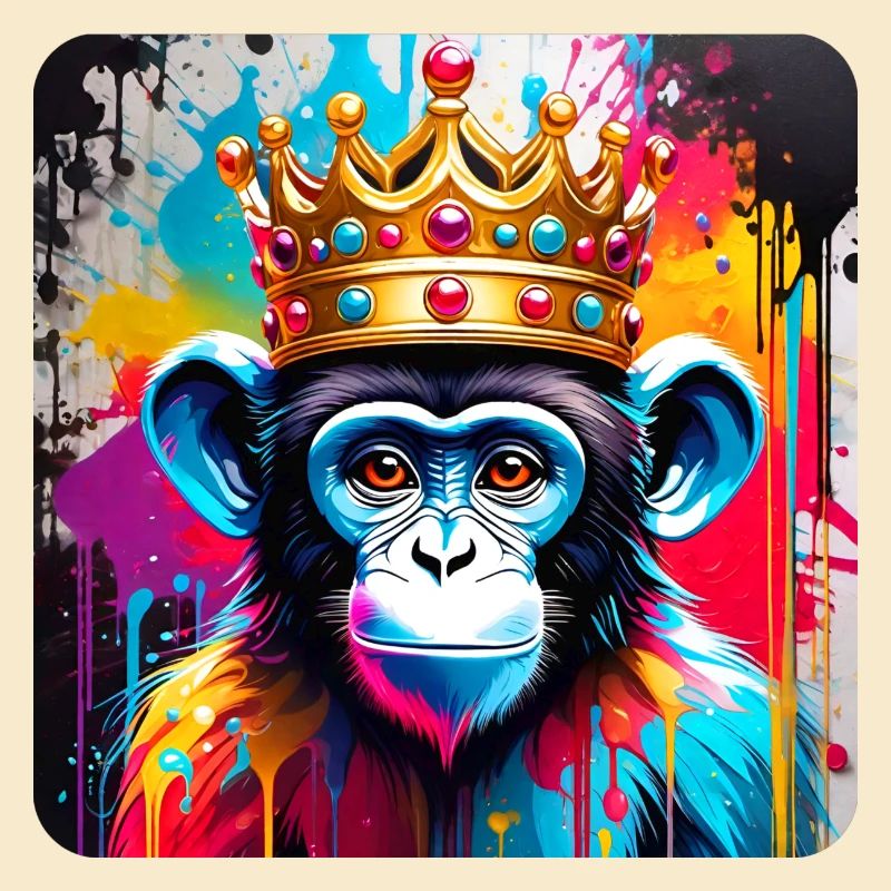 Singe mignon avec couronne dans le style graffiti