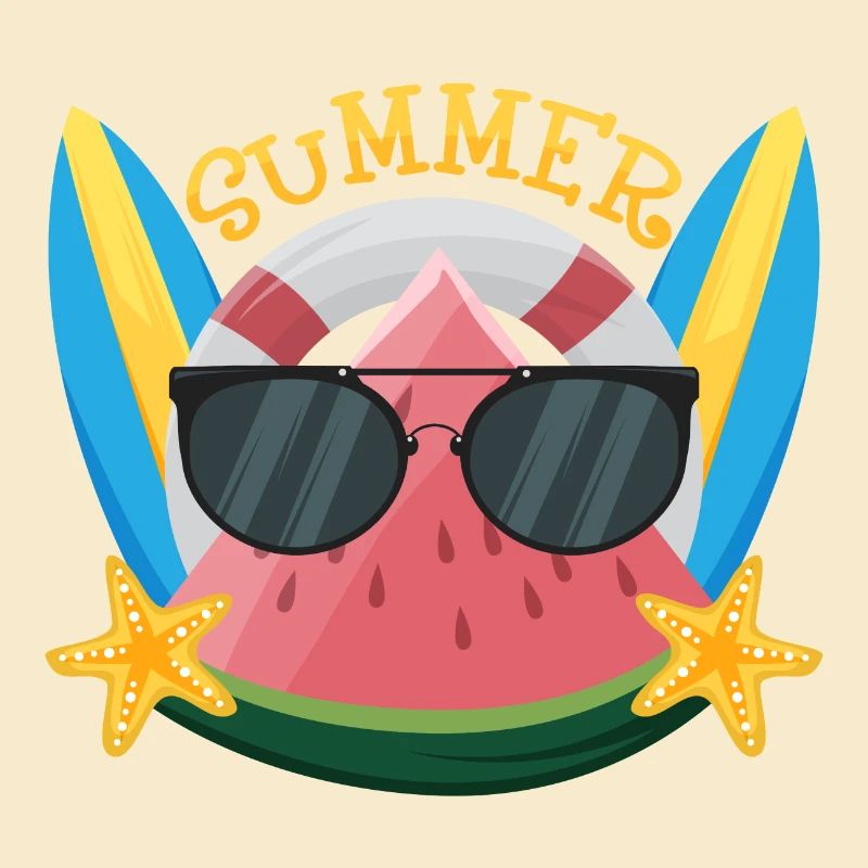 Pastèque avec lunettes de soleil
