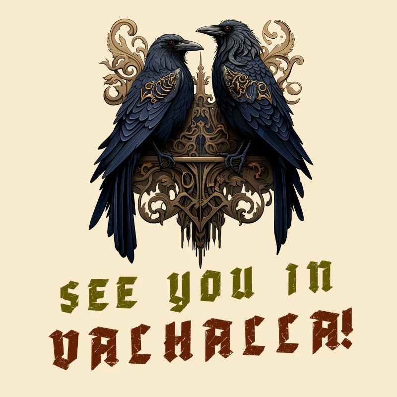 The ravens Hugin and Munin "See you in Valhalla!"