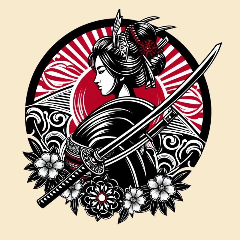 Samurai Mädchen Blumen