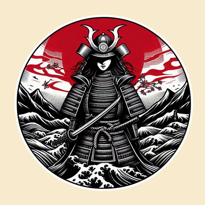 Roter Samurai Krieger Weiß