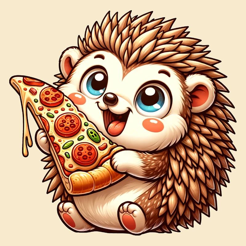 Cute Hedgehog Pizza Lover Comic Italian