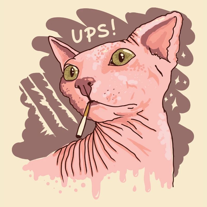 Sphynx Katze mit Zigarette