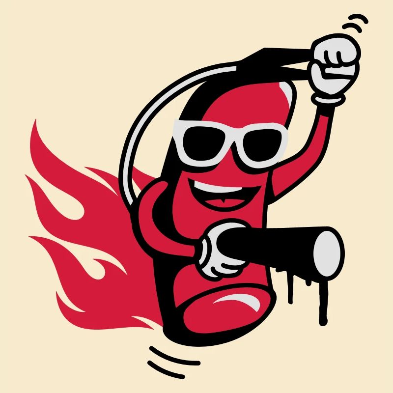 A funny fire extinguisher with glasses