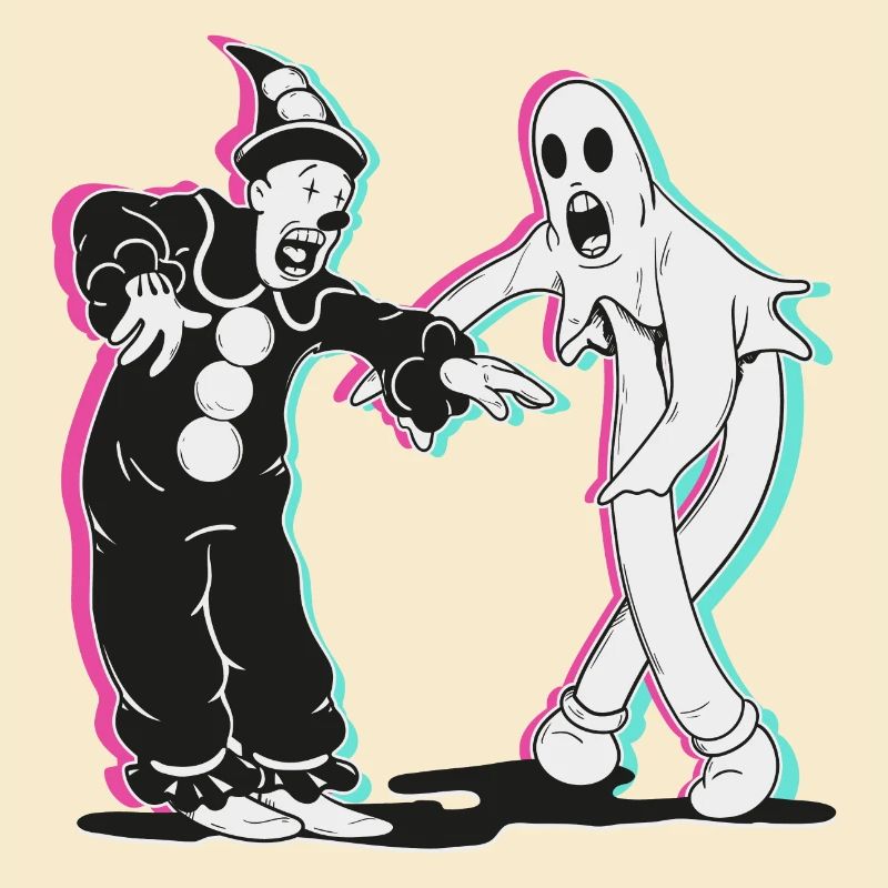 Geist und tanzender Clown