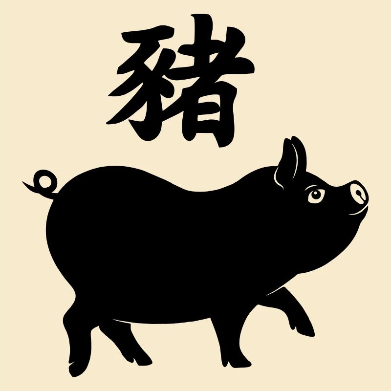 Chinese character pig with pig image