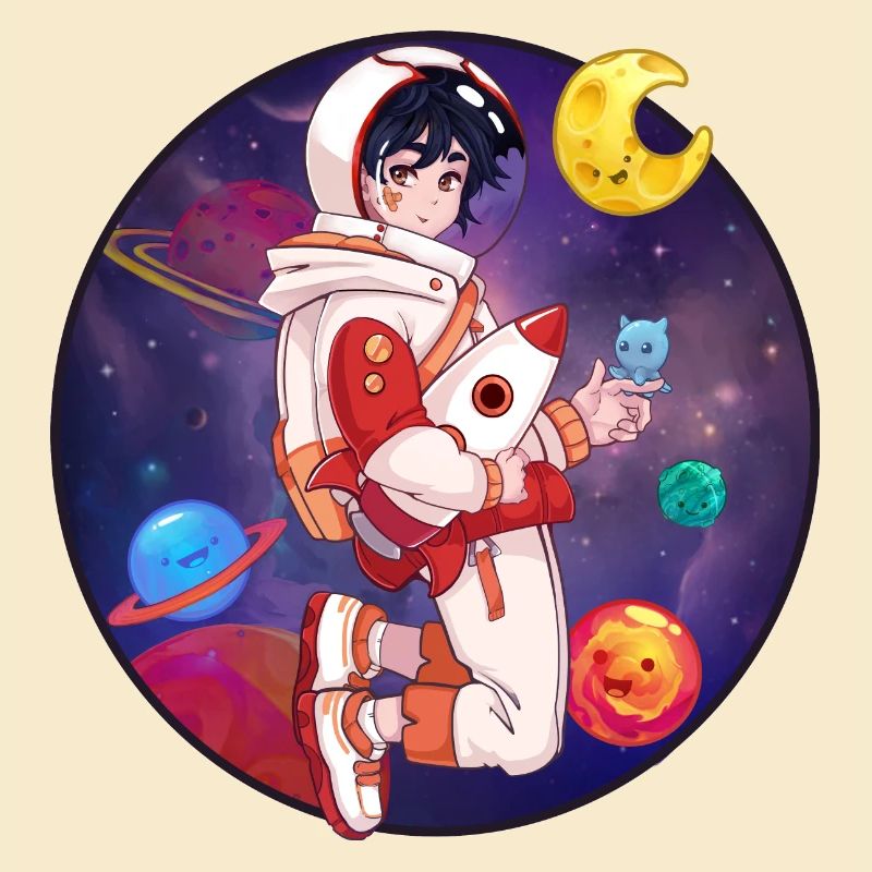 Garçon cosmonaute chibi dans l'espace