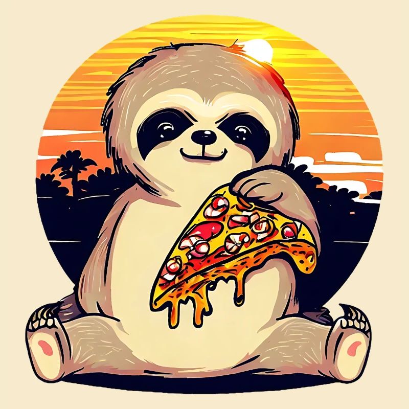 Pizza sloth in the sunset