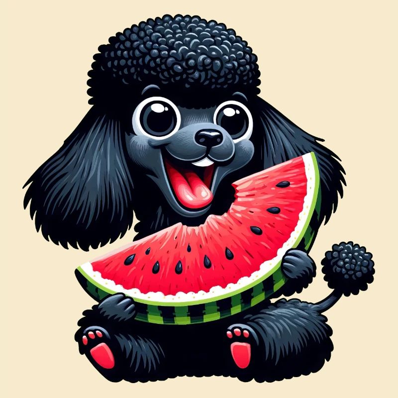 Pudel mit Wassermelone Sommerdesign