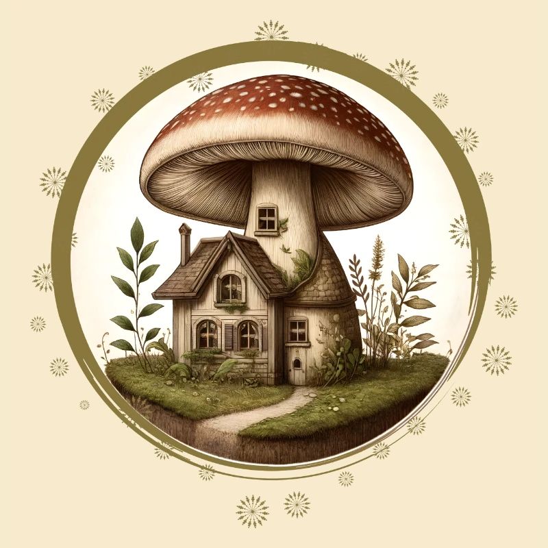 Conception d’un champignon comme une maison de conte de fées dans la forêt