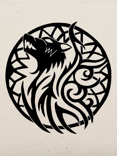 Schwarzer Wolf und Glücksbringer
