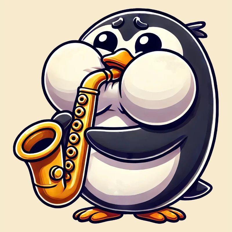 Penguin Saxophone Classical Music Thick Cheeks