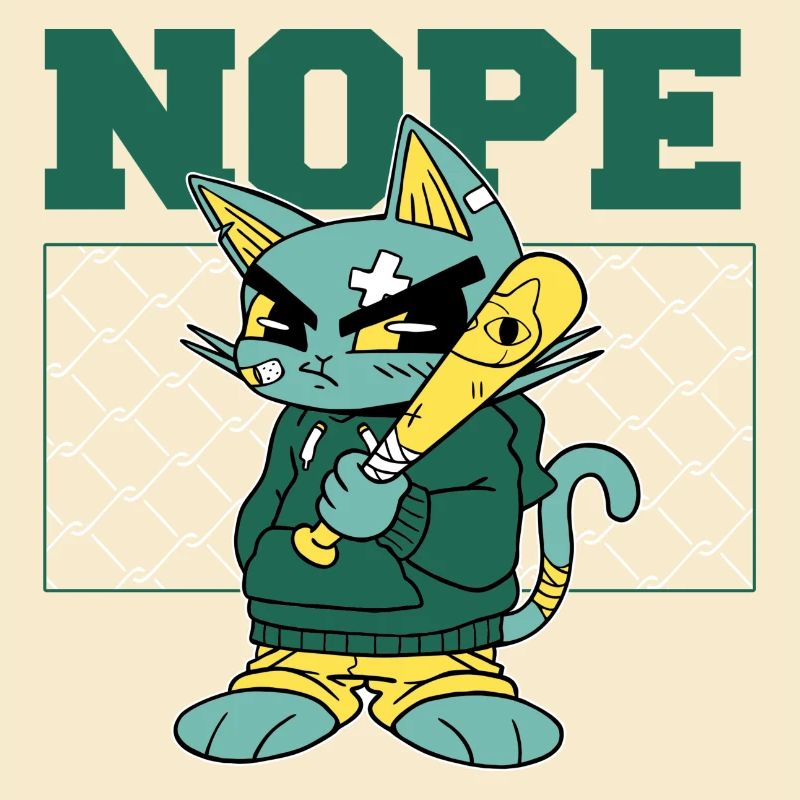 Angry Cat with Baseball Bat - NOPE!