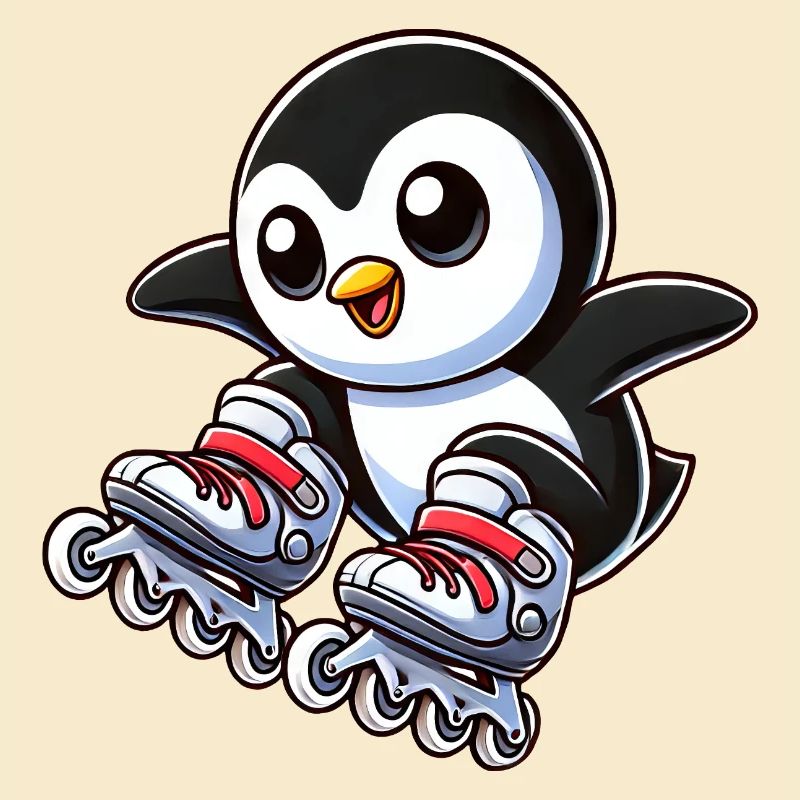 Cute Penguin Inline Skates Cartoon