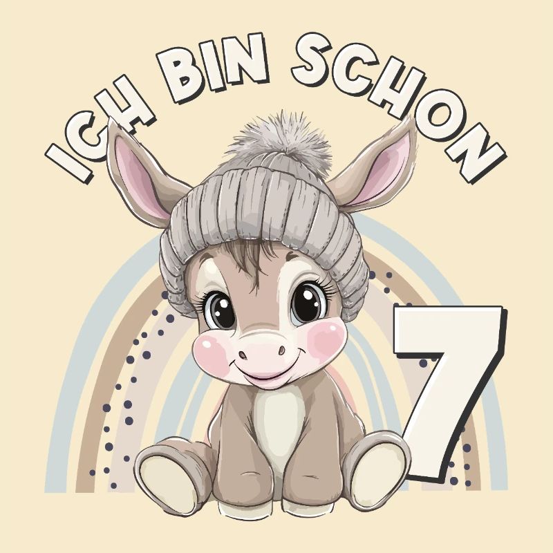 7. Geburtstag Esel Regenbogen Süß Niedlich