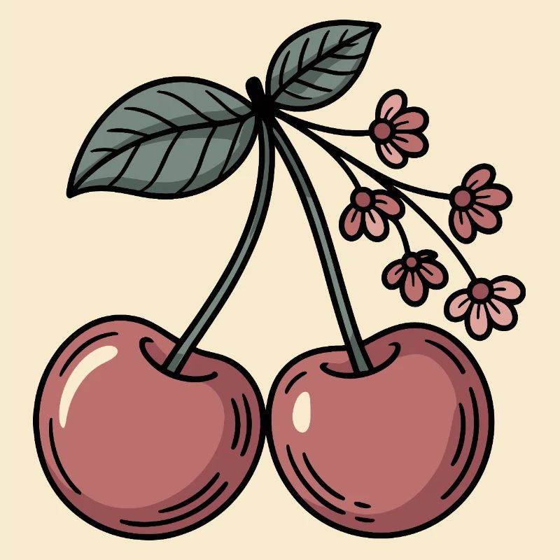 Kirsche Grafik süß Kirschblüten