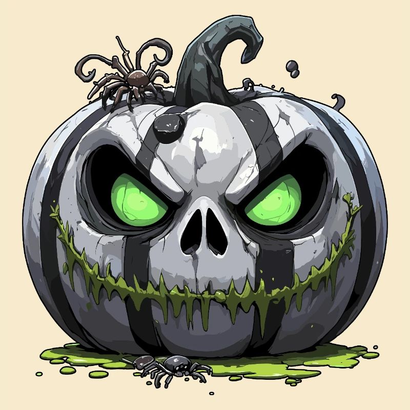 Grim Pumpkin Zombie with Green Eyes