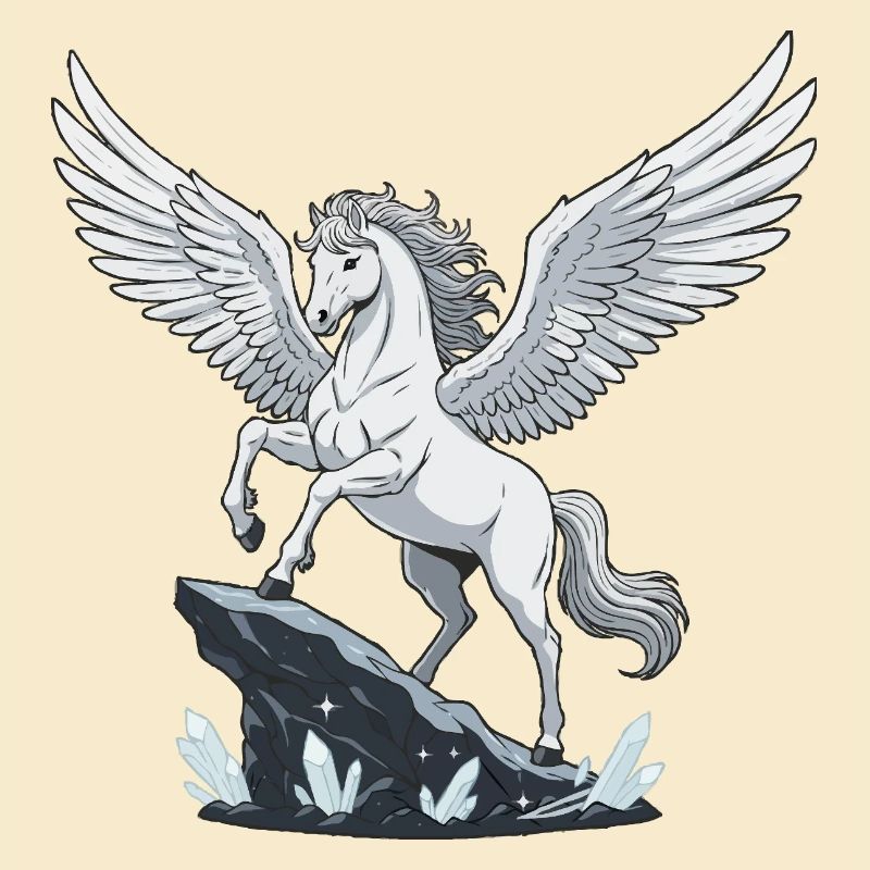 White Pegasus on Crystal Rock