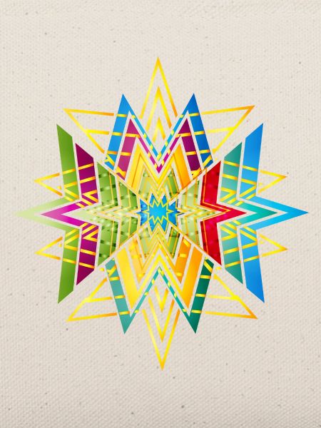 Buntes geometrisches Sternornament – Ethno Design