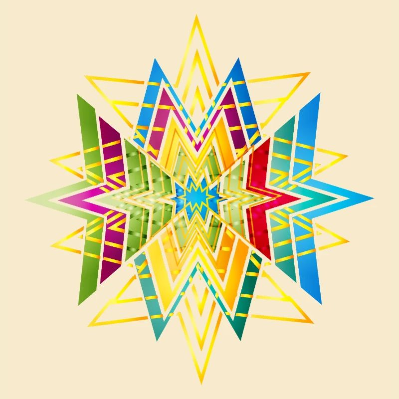 Buntes geometrisches Sternornament – Ethno Design