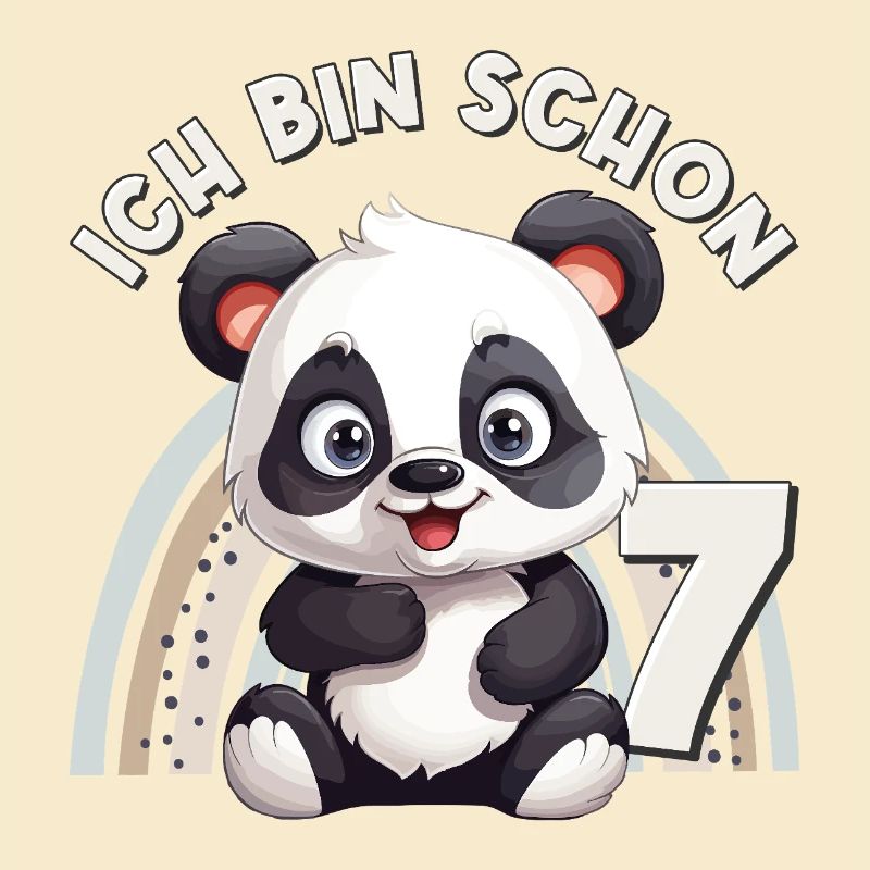7. Geburtstag Panda Bär Regenbogen Süß Niedlich