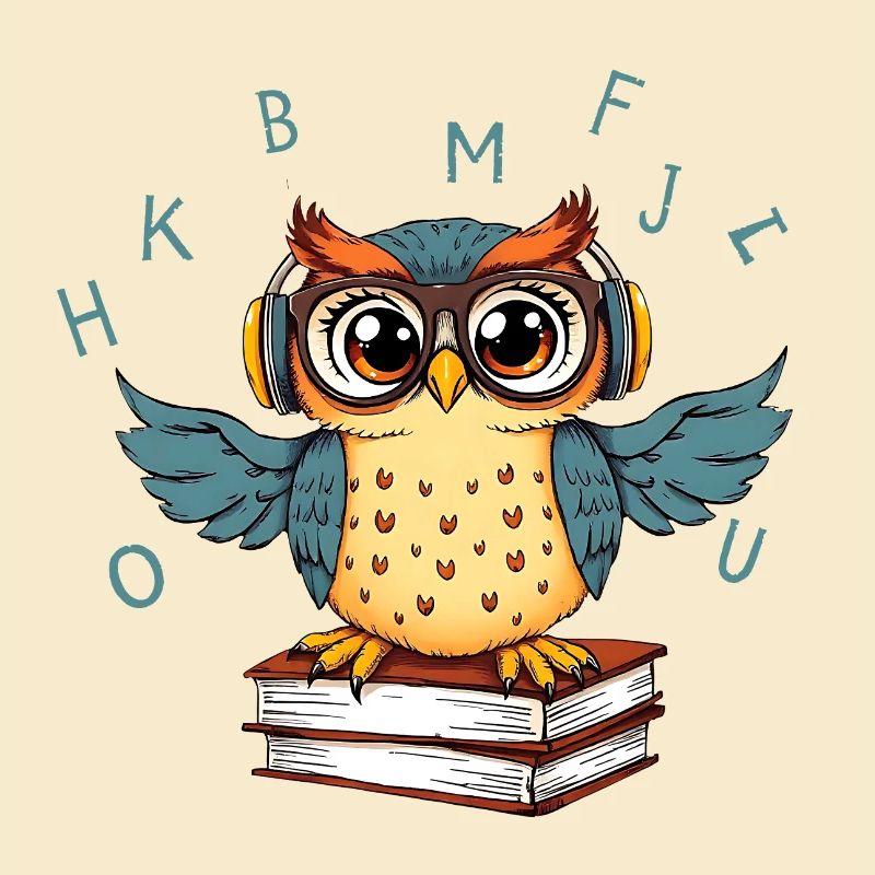 Eule auf Büchern