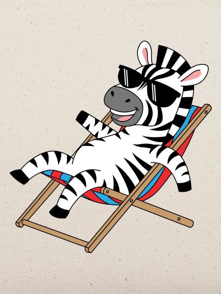 Zebra im Liegestuhl mit Sonnenbrille