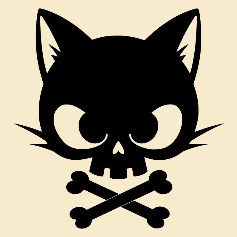 Cat Skull with Bones | Gothic Cute Icon