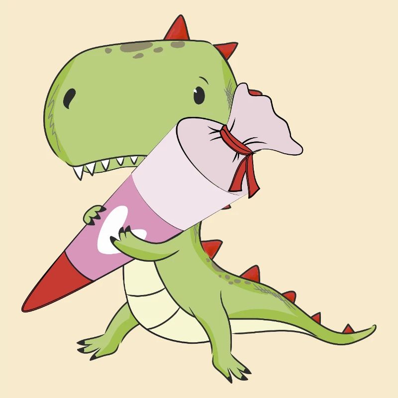 DINO avec cône rose d’école, école