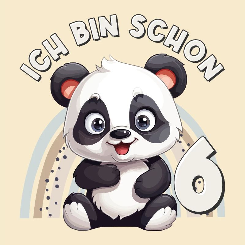 6th Birthday Panda Bear Rainbow Cute Cute