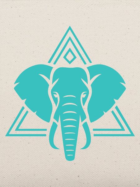 Türkiser Elefant mit geometrischem Muster