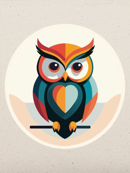 Moderne Eule – Farbige Tierillustration