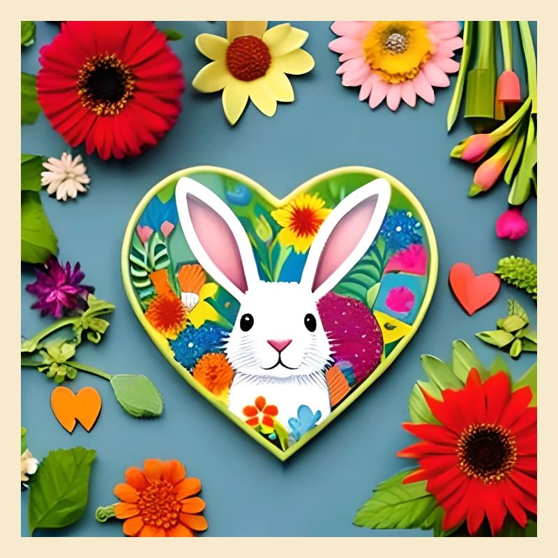 Lapin de Pâques mignon et fleurs