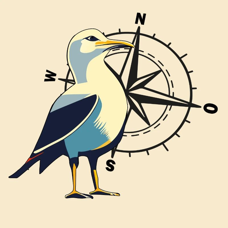 Möwe mit Kompass