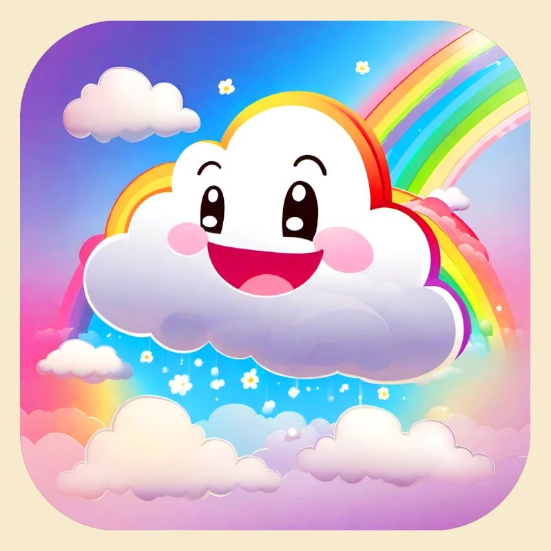 Cute and funny cloud with rainbow