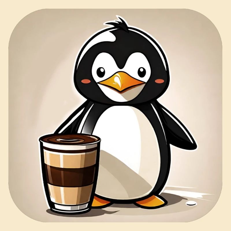 Pingouin mignon avec du café I