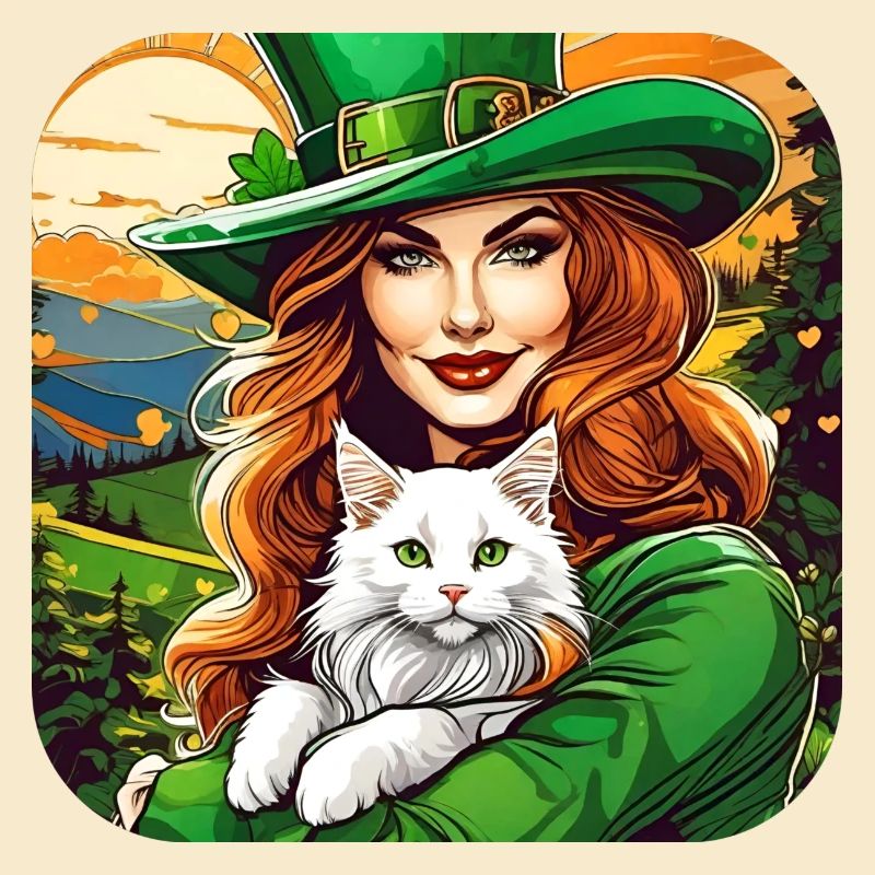 Leprechaun de la Saint-Patrick avec chat