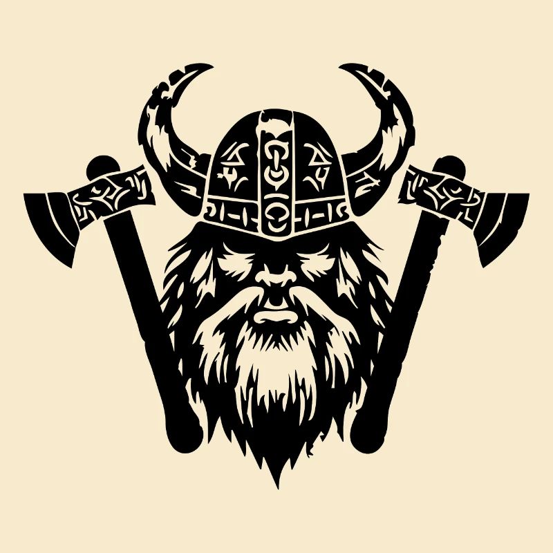 Wikinger mit Axt und Helm