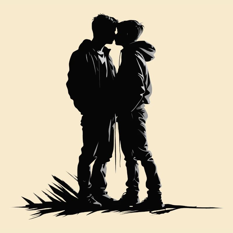 Deux garçons s’embrassent