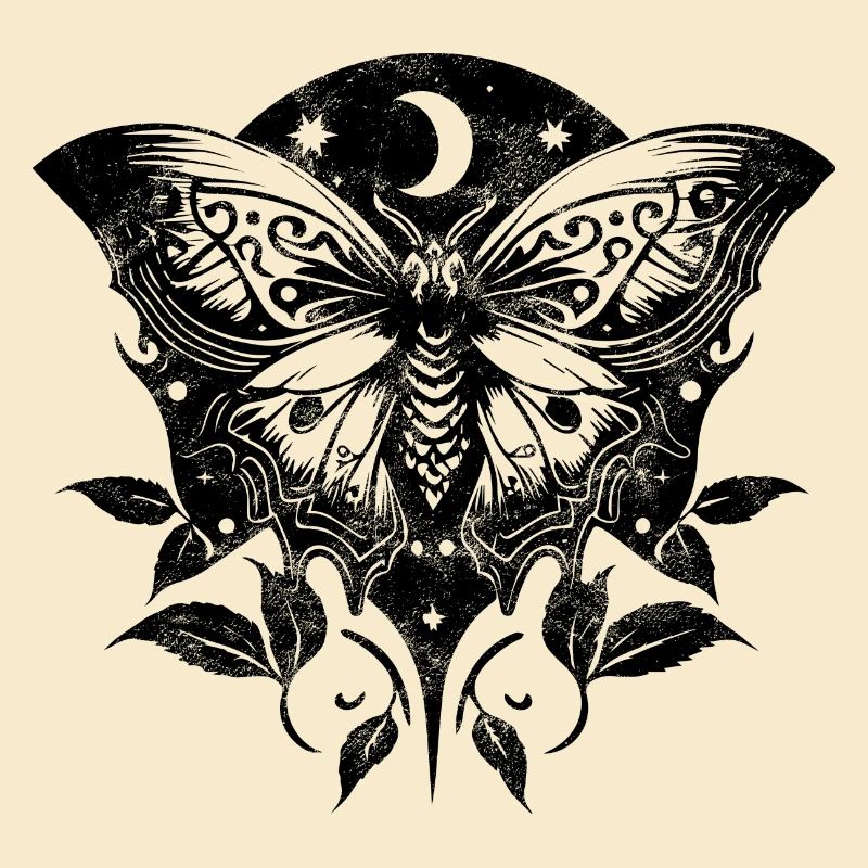 Moth, Moth, Moon, Vines, Gothic, Wicca