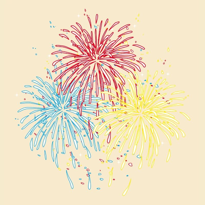 Fireworks in three colors