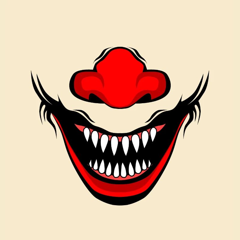 Evil horror clown, face psycho killer clown