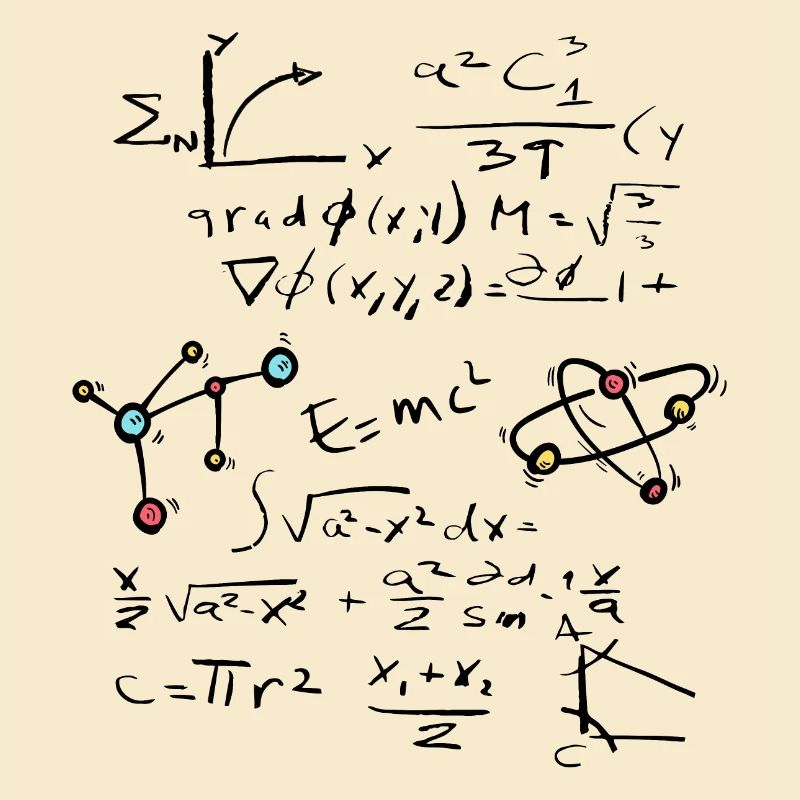 Physics Math Formula with Atoms and Molecules