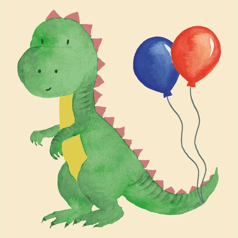 Kleiner Dino mit Luftballons