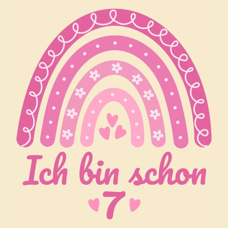 7. Geburtstag Mädchen Regenbogen Ich bin schon 7