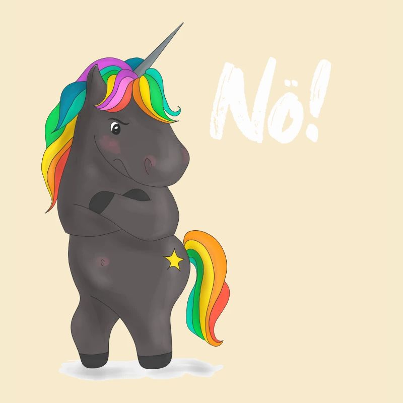 Verärgerter Regenbogen-Pony mit Witz