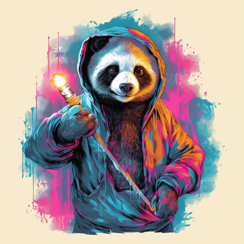 Panda mit Fackel