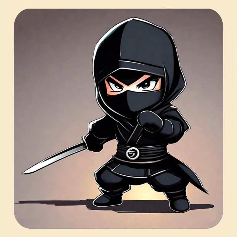 Mignon petit ninja avec épée katana