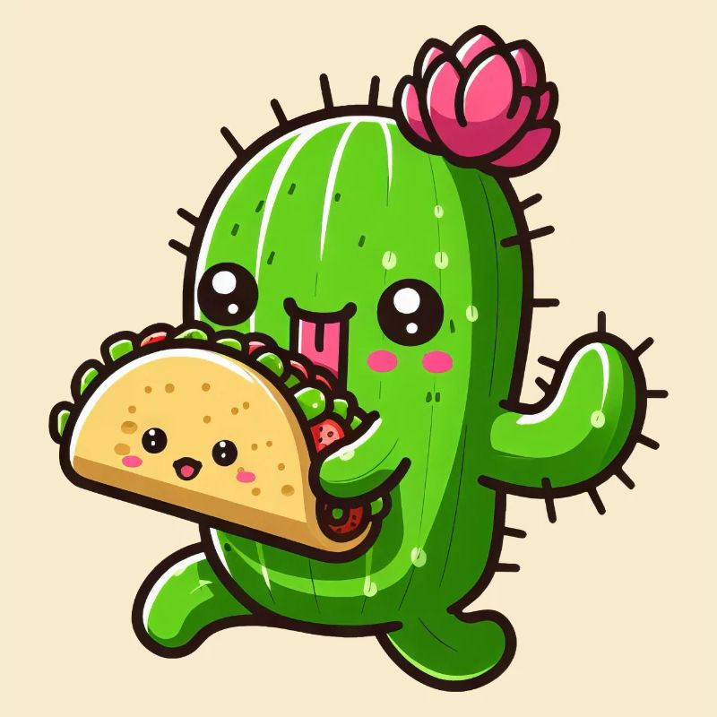 Conception de bande dessinée de tacos de cactus mignon