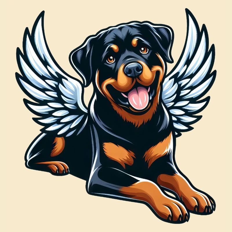 Cute Rottweiler Angel Comic Style